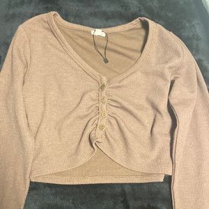 Garage long sleeve button up crop top size small